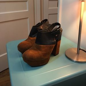 Vintages Suede/Leather Platform Booties with Strap